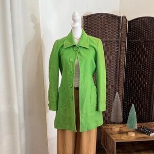Tulle Wool Blend Neon Green Coat Women's Size Small Whimsy Fairy Y2k